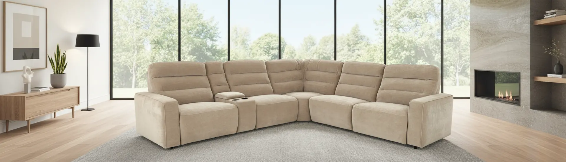 Celeste Mushroom Beige 6 Piece Power Reclining Sectional-2