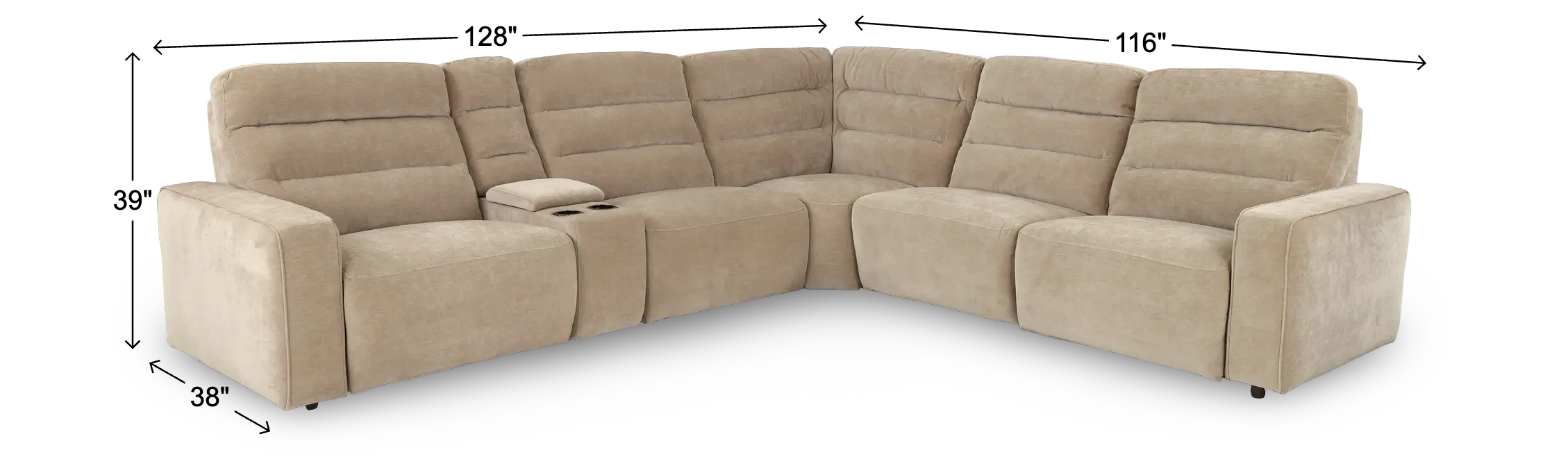 Celeste Mushroom Beige 6 Piece Power Reclining Sectional-3