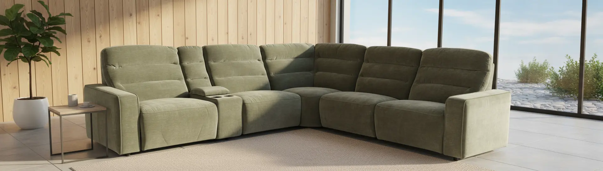 Celeste Forest Green 6 Piece Power Reclining Sectional-2