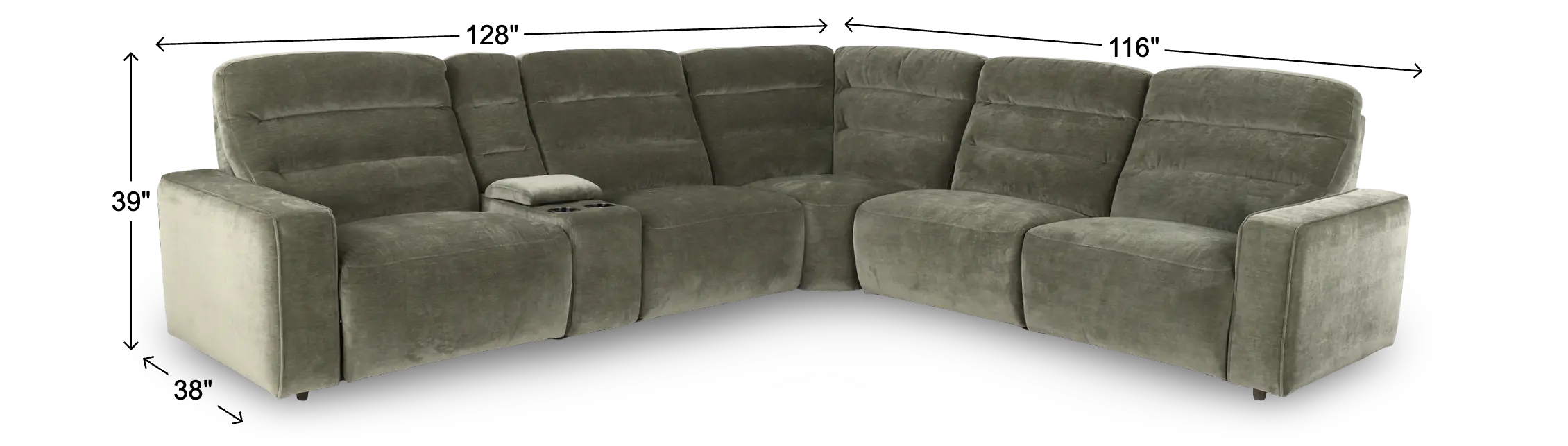 Celeste Forest Green 6 Piece Power Reclining Sectional-3