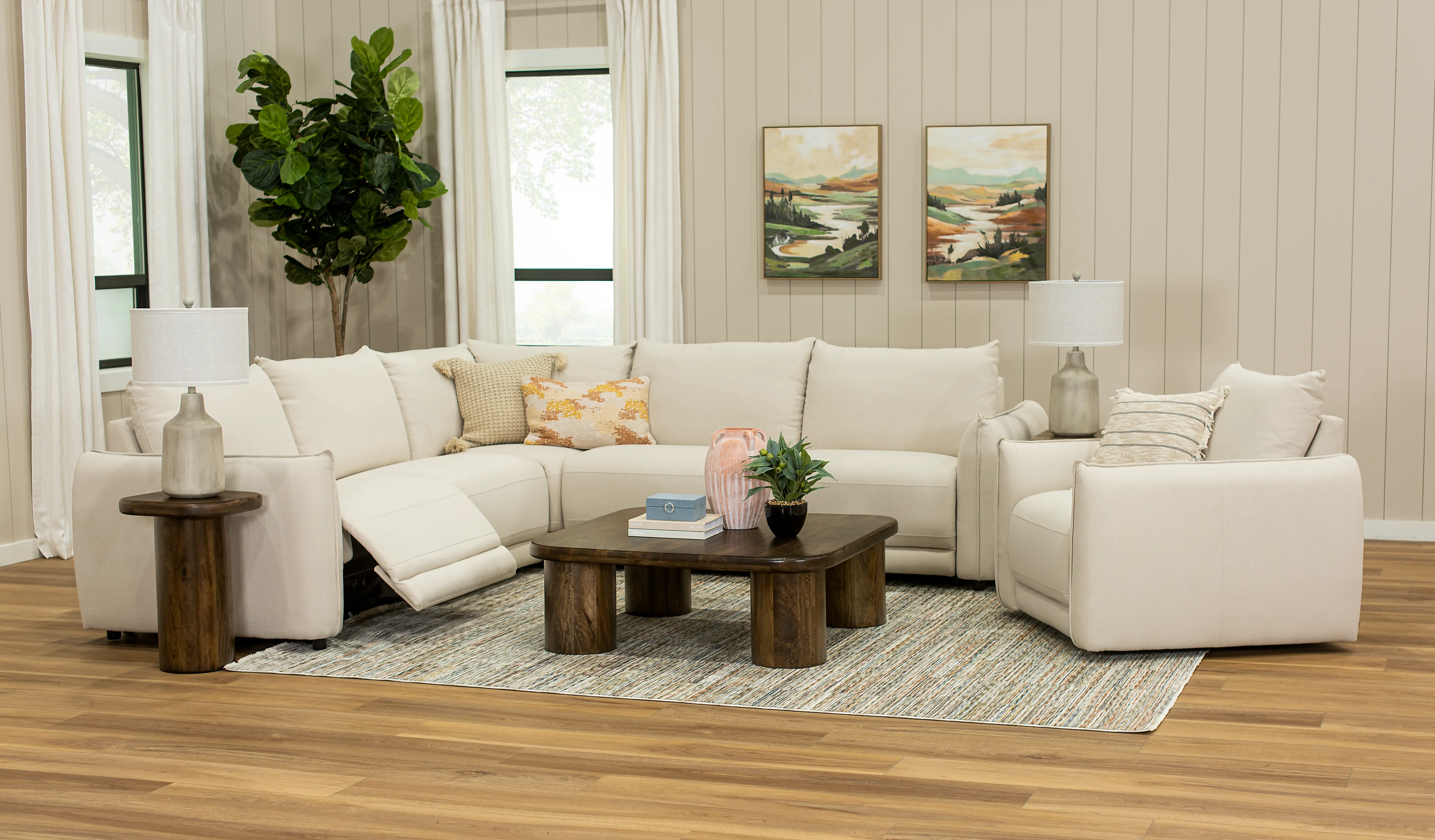Cambridge Cream 5 Piece Power Reclining Sectional-2