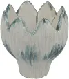 Tulip Green and White Vase