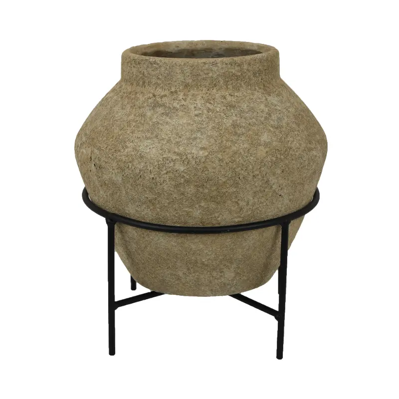 Orla Rustic Planter with Metal Base