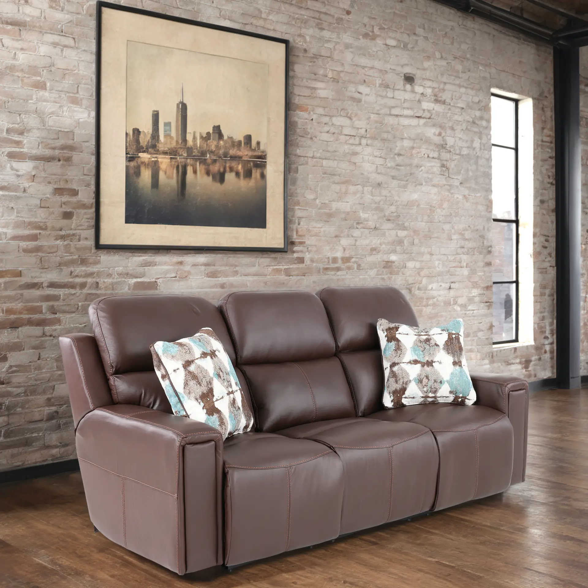 63151/1286-09/3086-09 Arezzo Chocolate Brown Leather Power Reclining Sofa-11