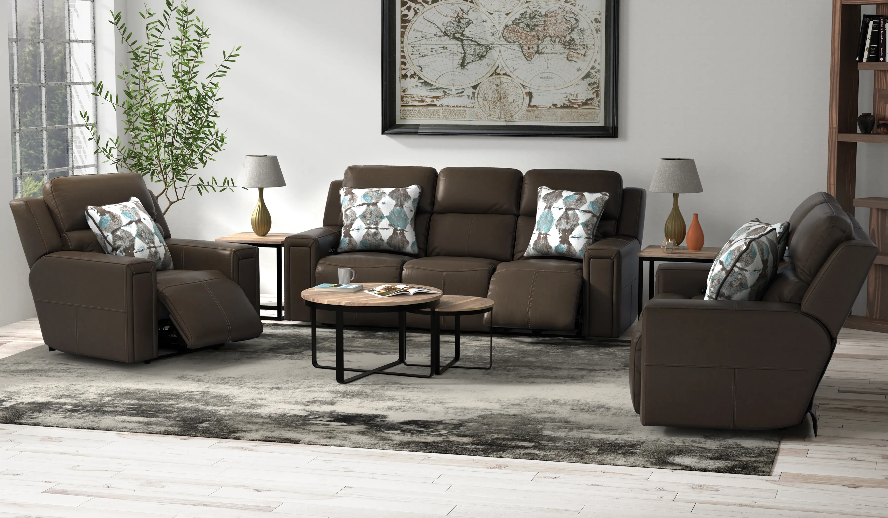 63151/1286-09/3086-09 Arezzo Chocolate Brown Leather Power Reclining Sofa-12