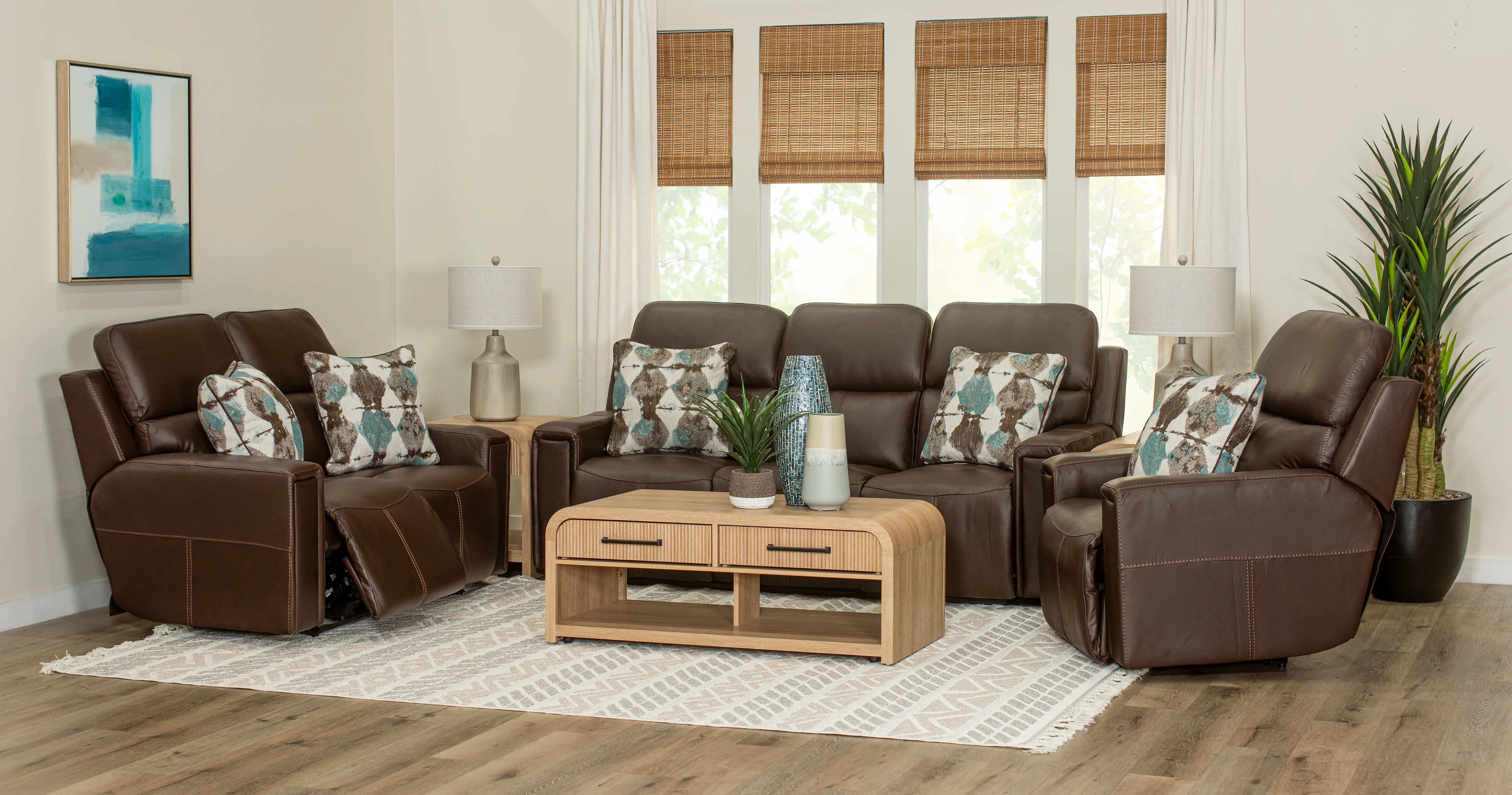 63151/1286-09/3086-09 Arezzo Chocolate Brown Leather Power Reclining Sofa-2