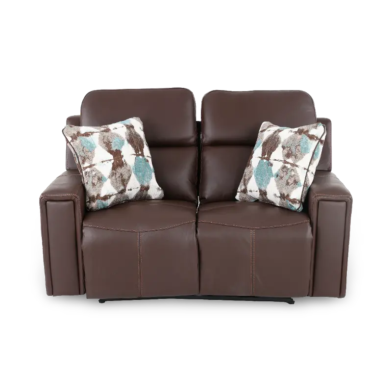 Arezzo Chocolate Brown Leather Power Reclining Loveseat