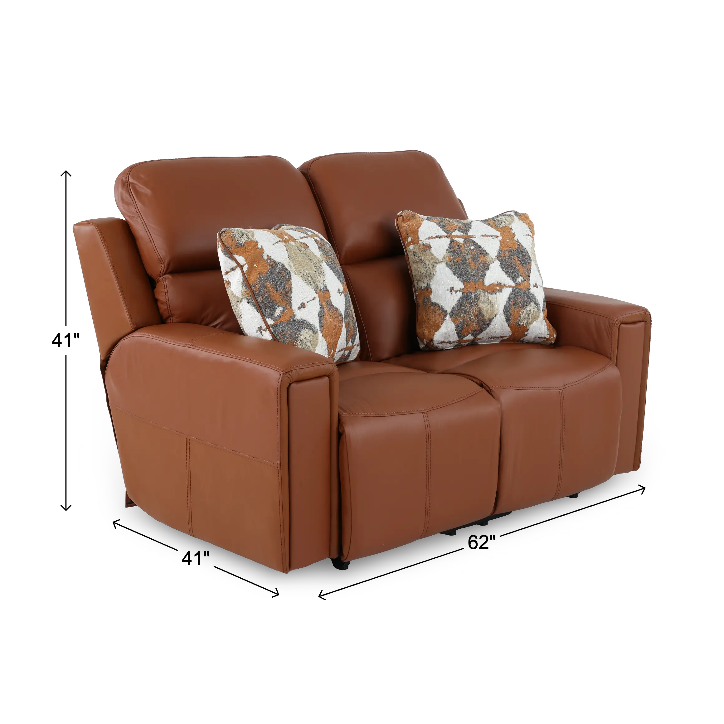 63152/1286-26/3086-26 Arezzo Whiskey Brown Leather Power Reclining Loveseat-3