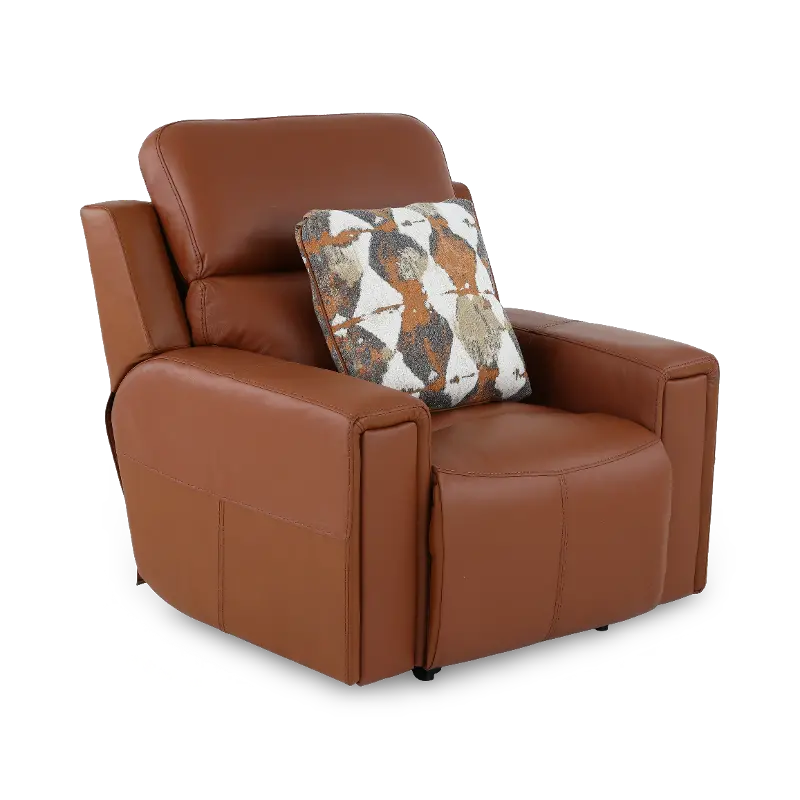 Arezzo Whiskey Brown Leather Power Recliner