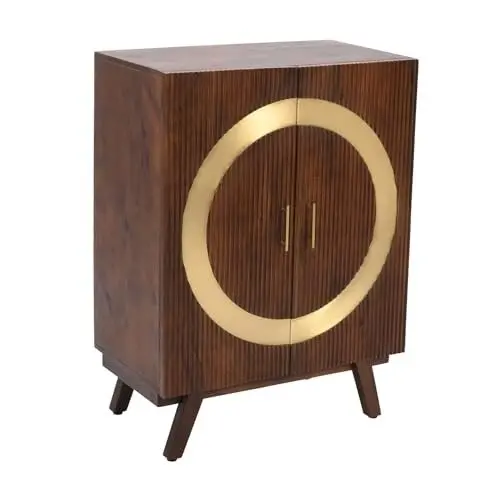 Brown Two Door Tall Wine Cabinet-1
