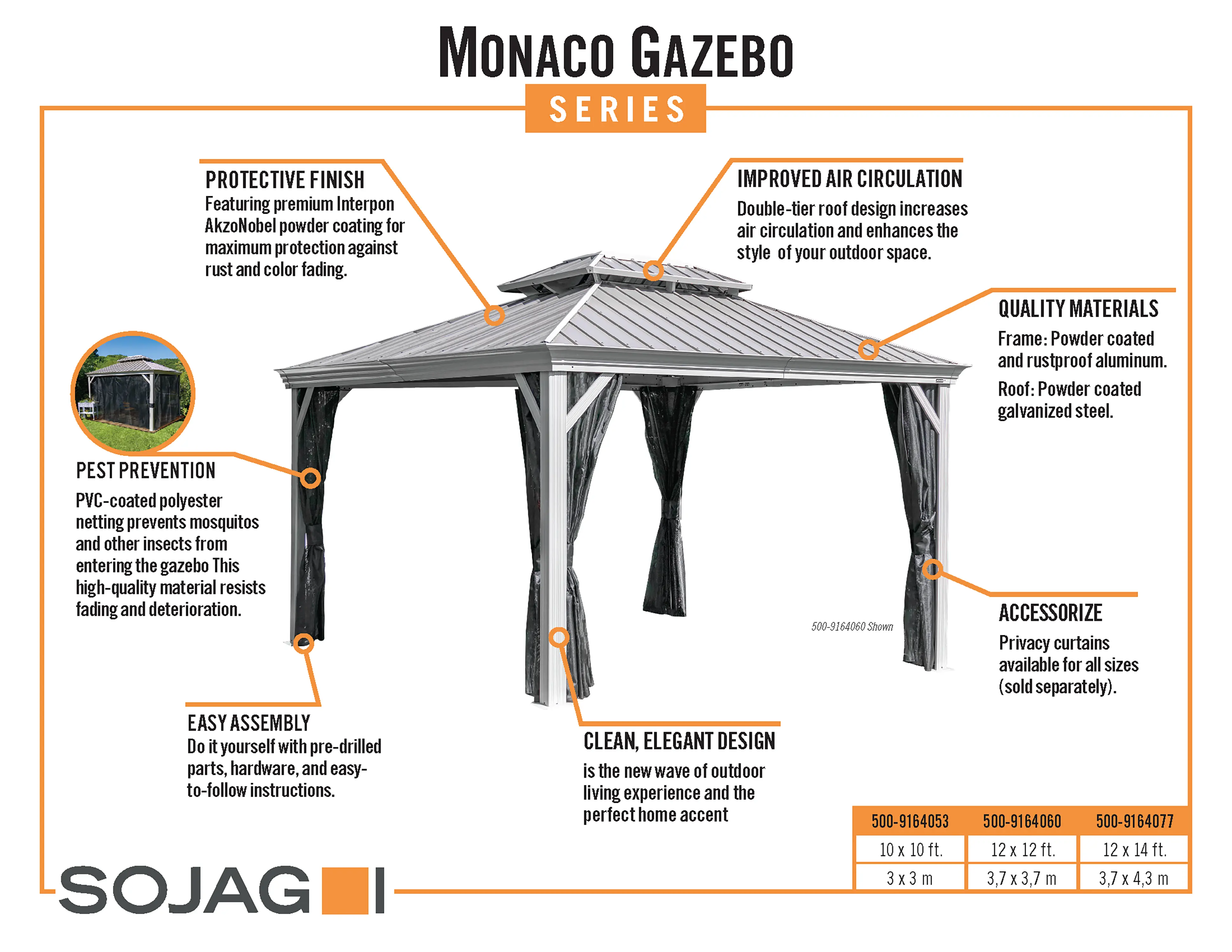 Sojag Monaco 10' Taupe Gazebo-8