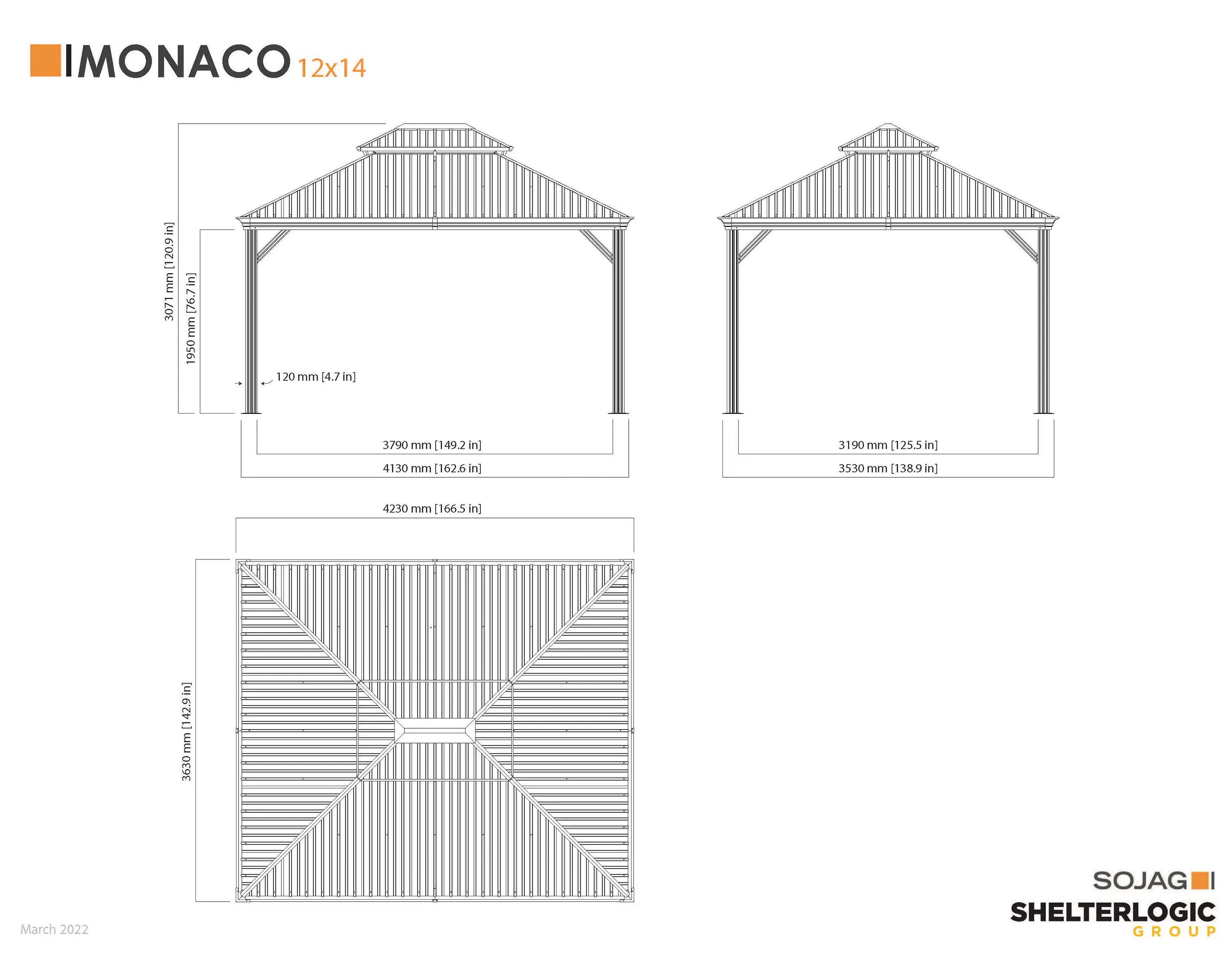 Sojag Monaco 12 x 14 Black Gazebo-9