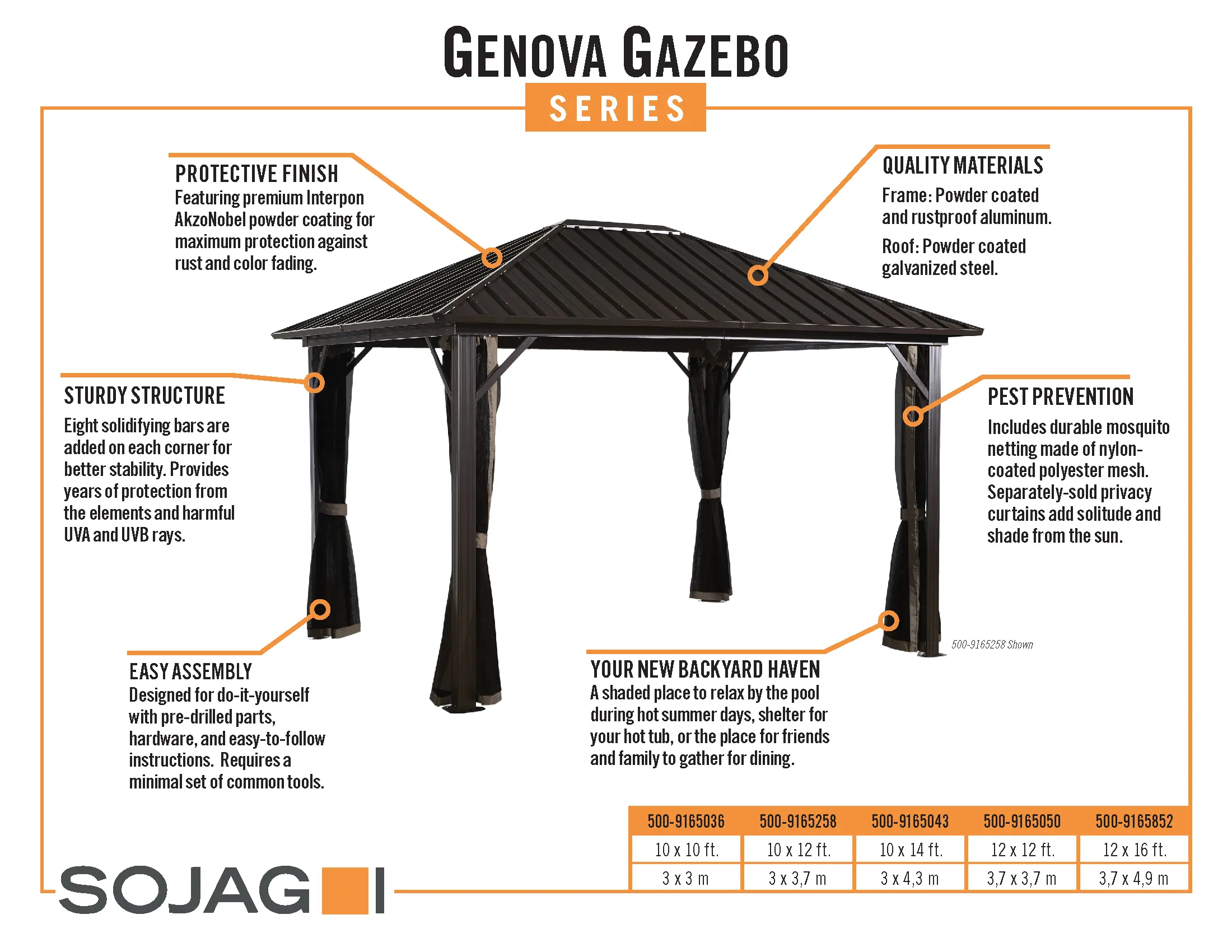 Sojag Genova 12' Dark Brown Gazebo-6