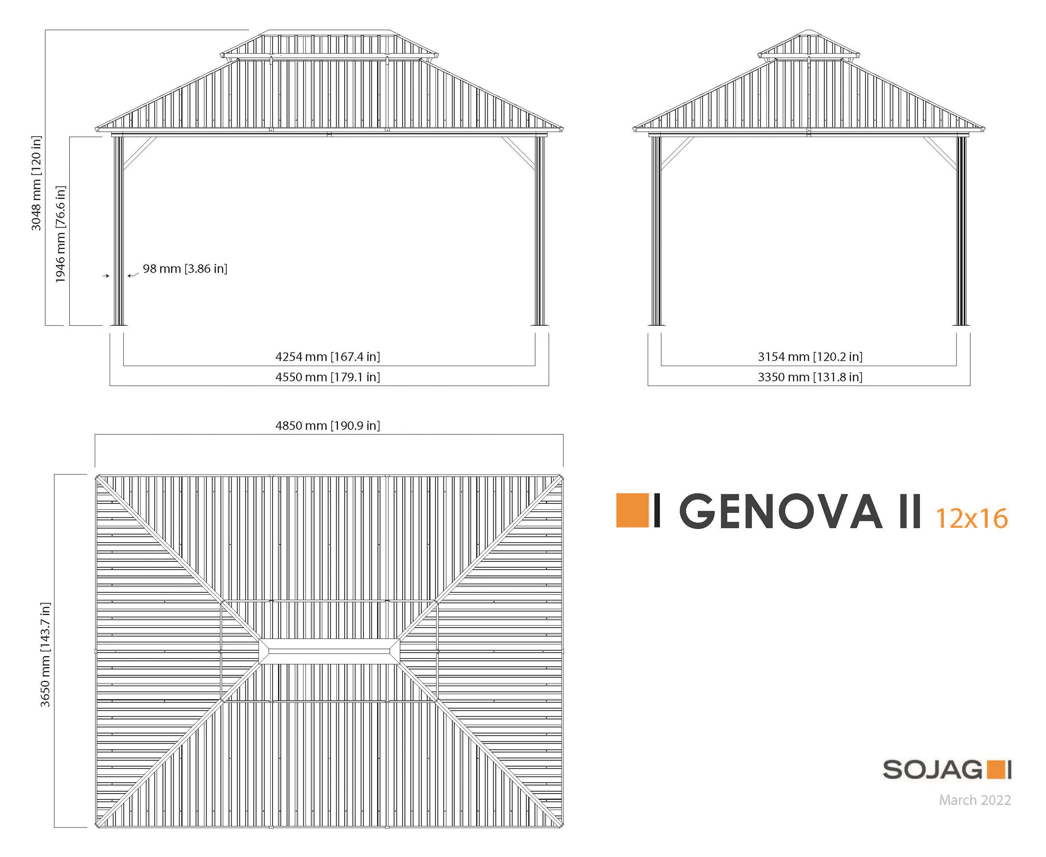 Sojag Genova 12 x 16 Dark Brown Gazebo-6
