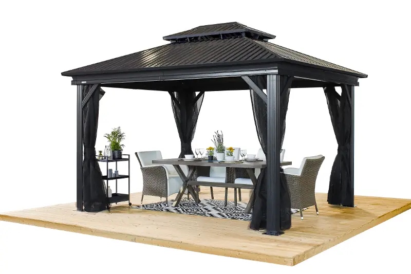 Sojag Kiana 10 x 12 Black Double Roof Gazebo with Netting
