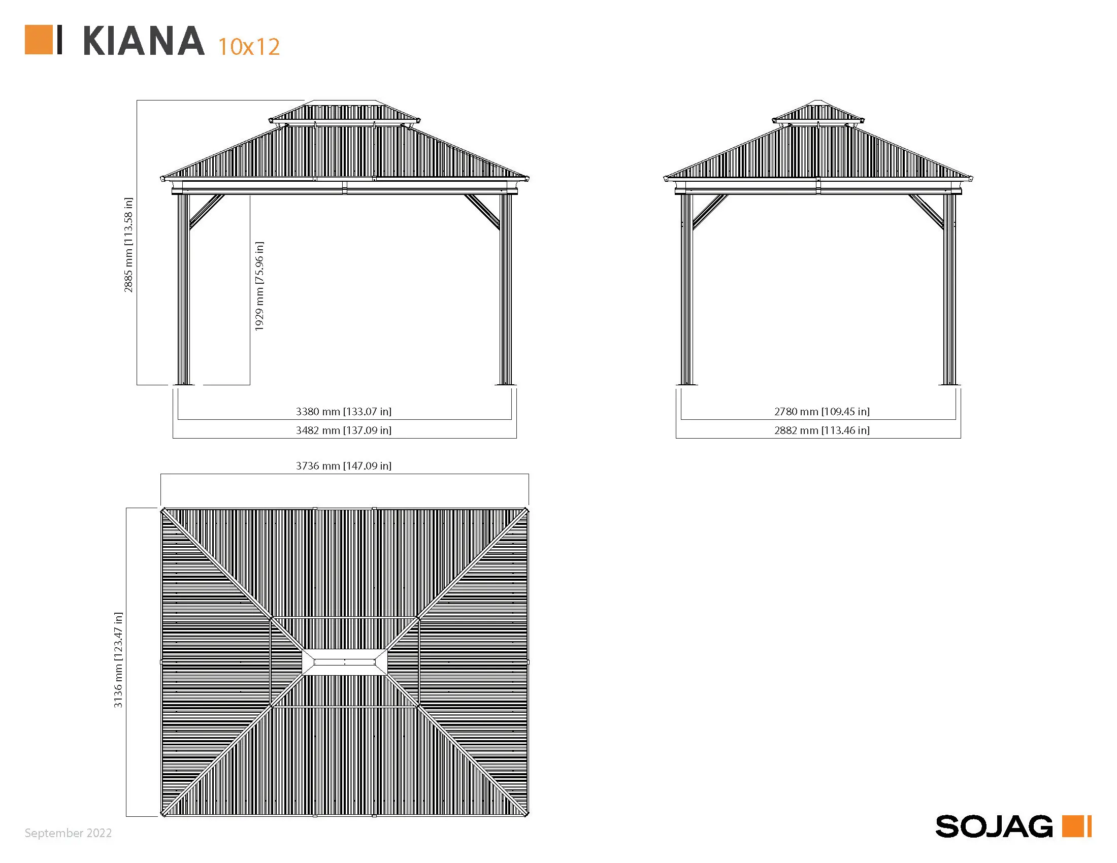Sojag Kiana 10 x 12 Black Double Roof Gazebo with Netting-7