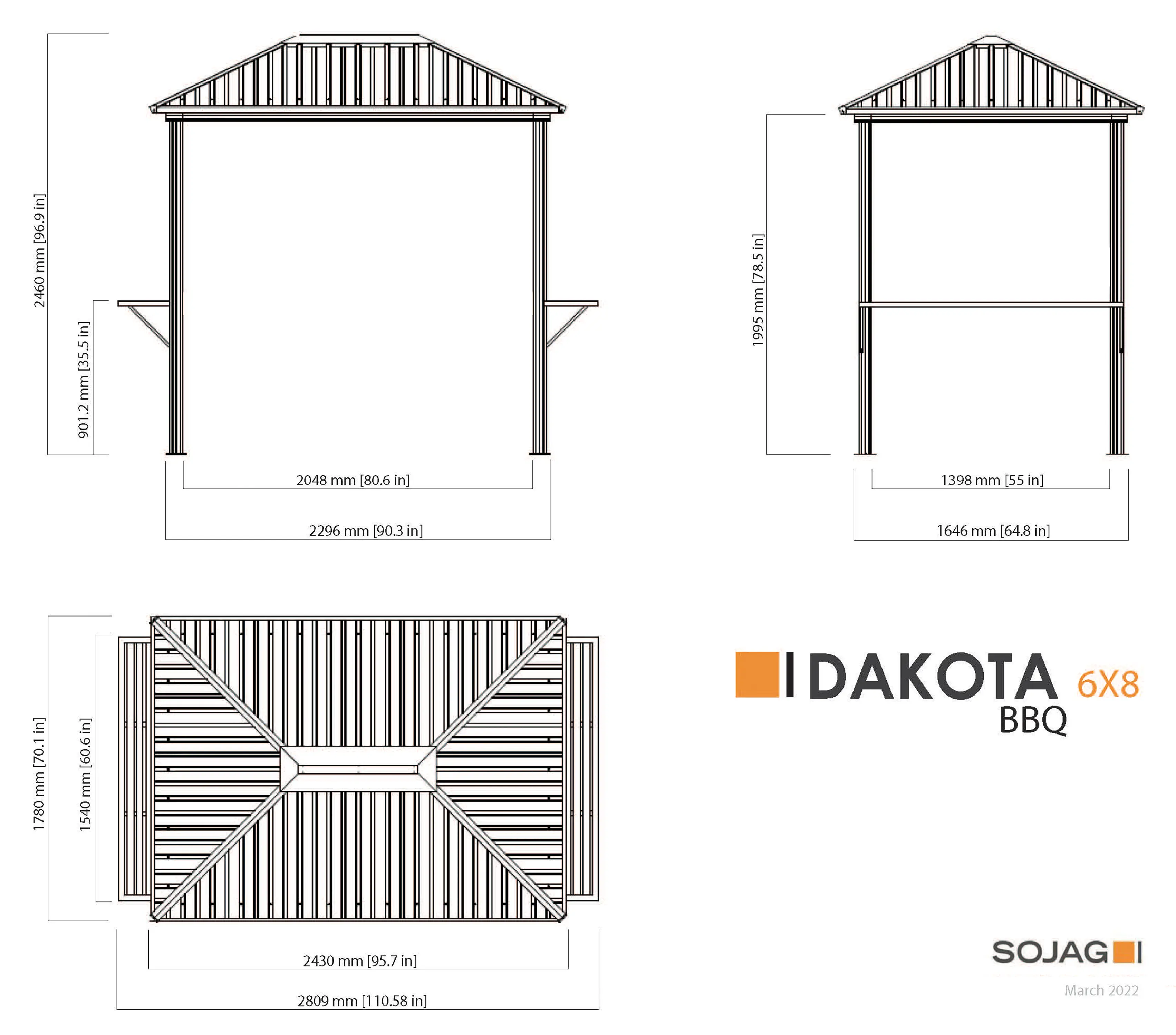 Sojag Dakota 6 x 8 Black BBQ Gazebo-9