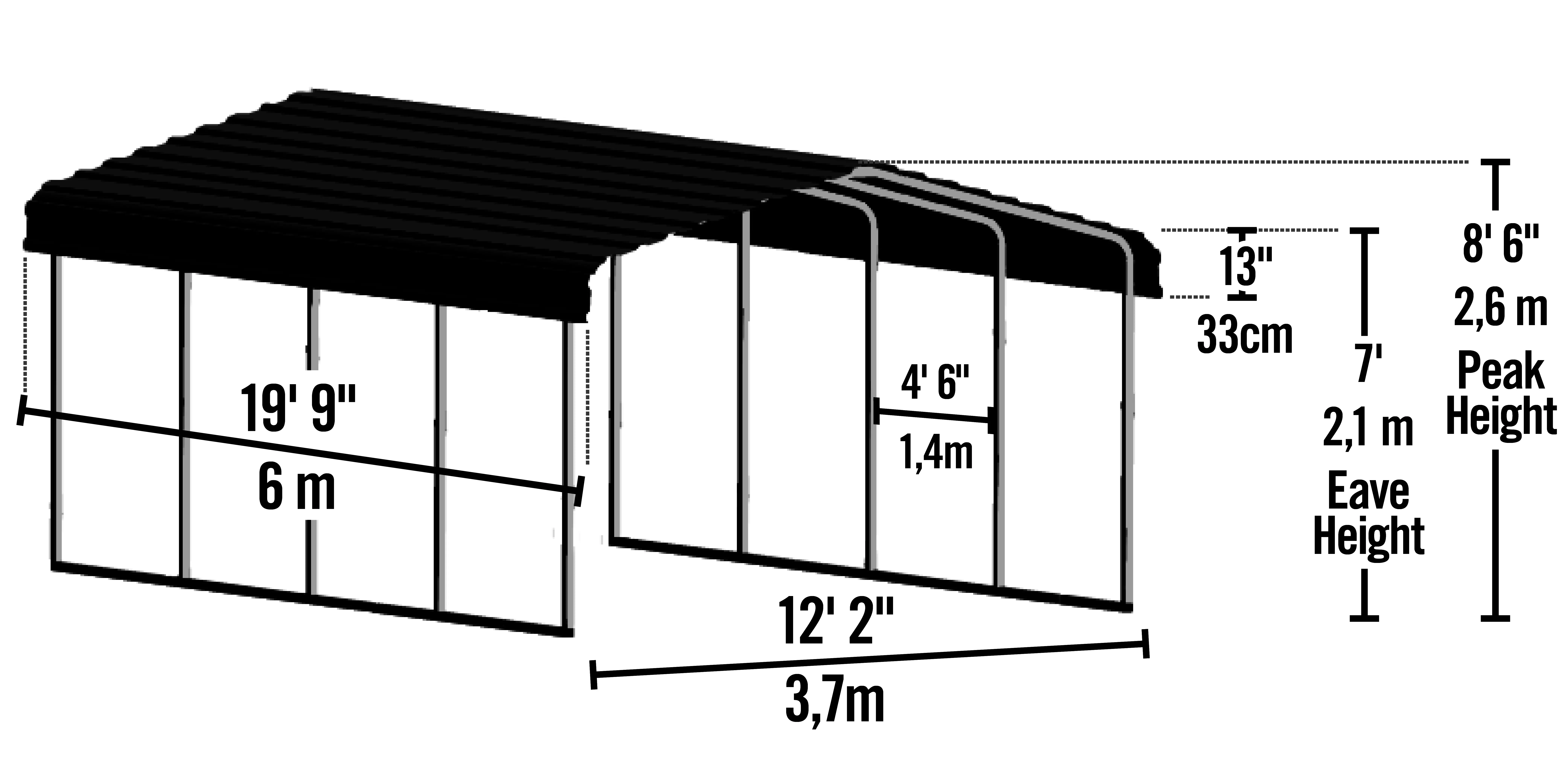 Arrow 12 x 20 Eggshell Carport-11