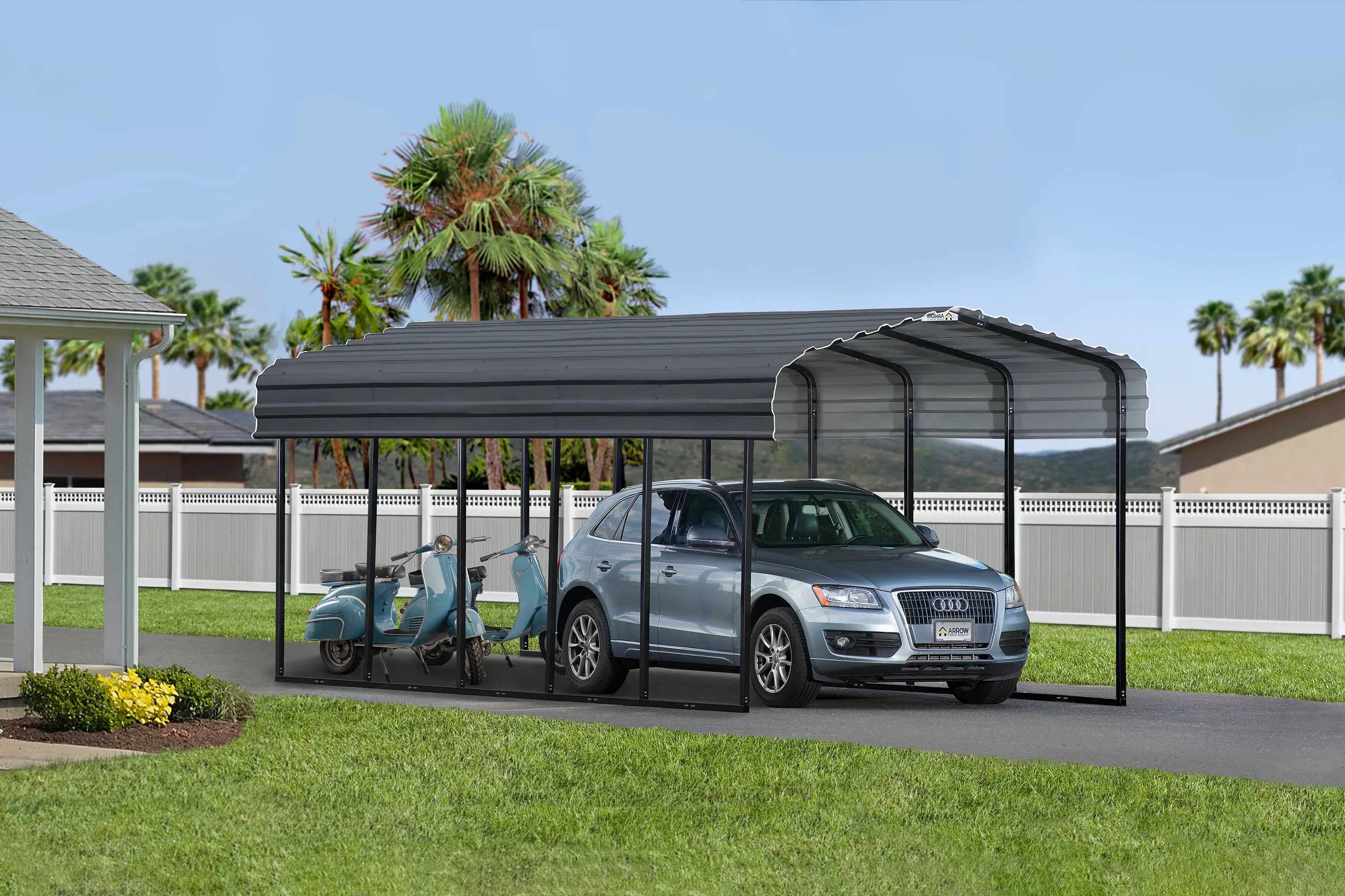 Arrow 12 x 24 Charcoal Carport-2