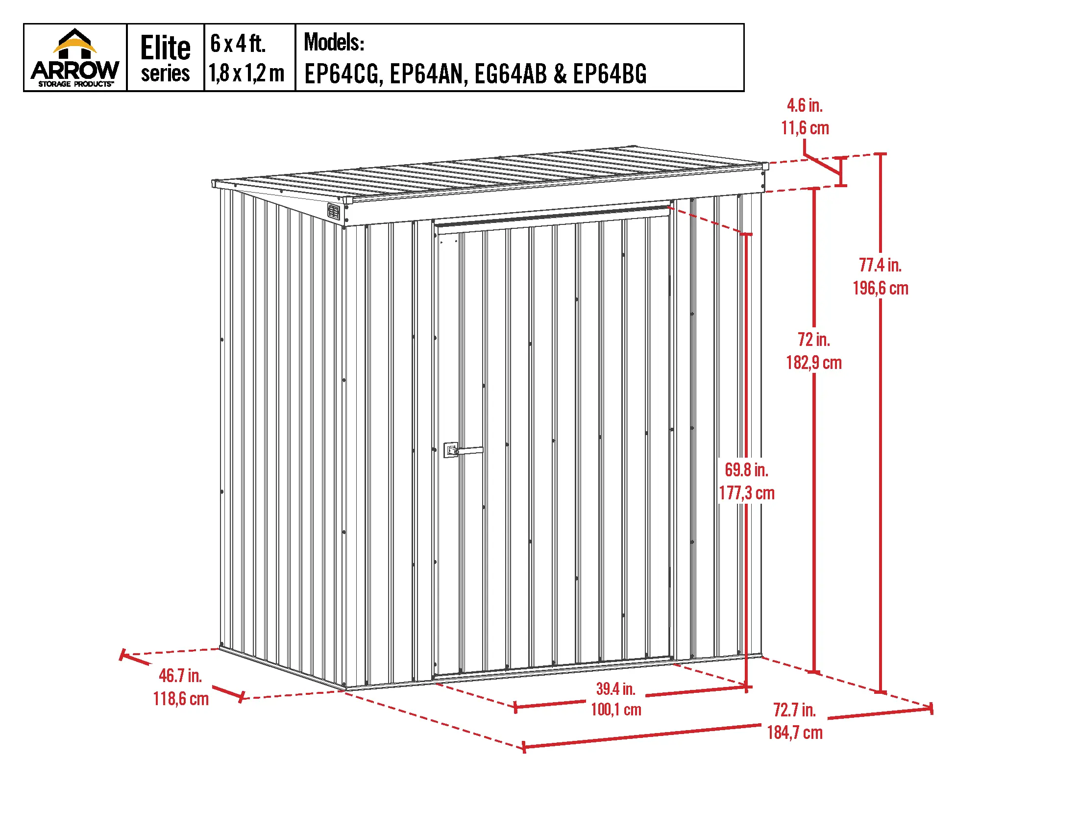 Arrow Elite 6 x 4 Anthracite Storage Shed-11