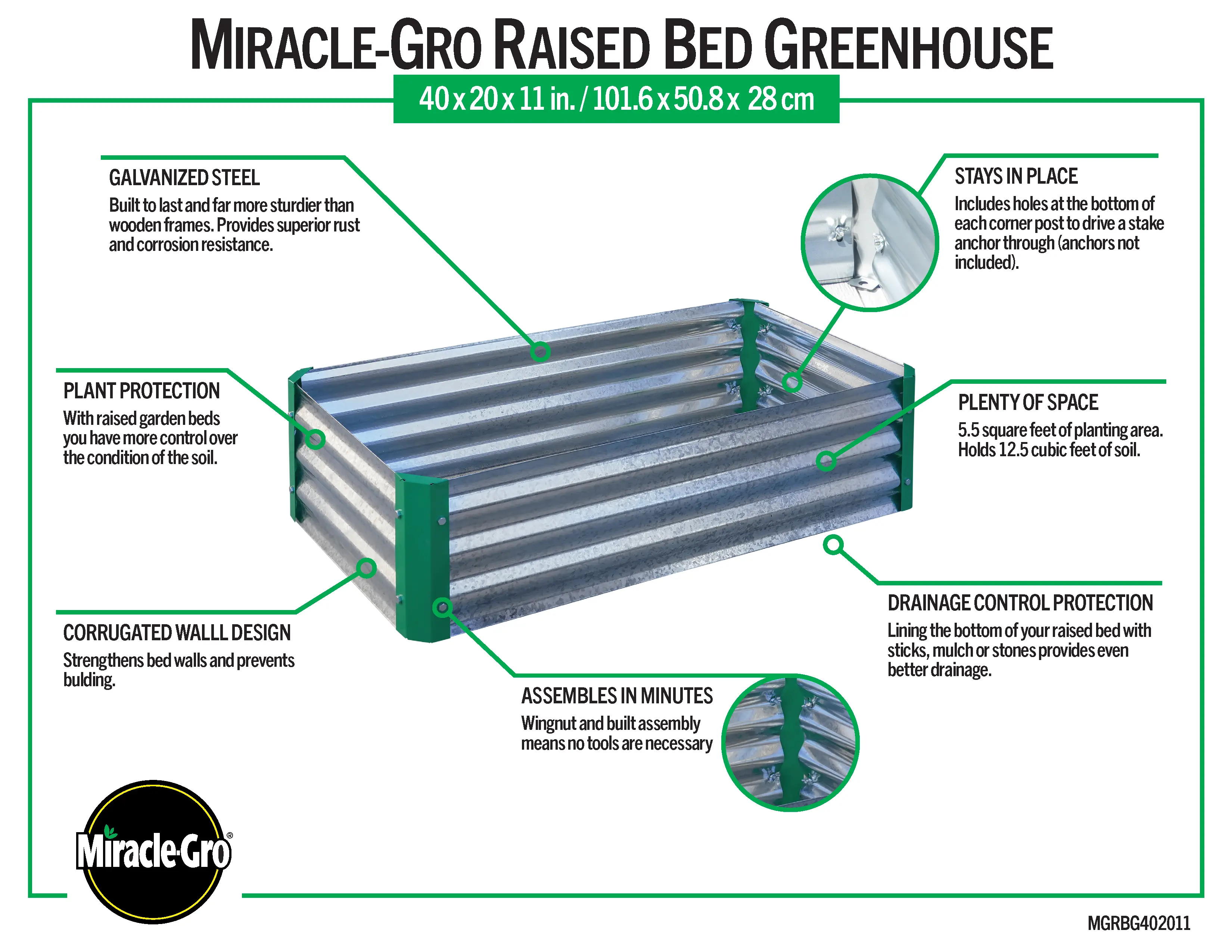 Miracle-Gro 2 x 4 x 1 Green Miracle-Gro® Raised Garden Bed-7