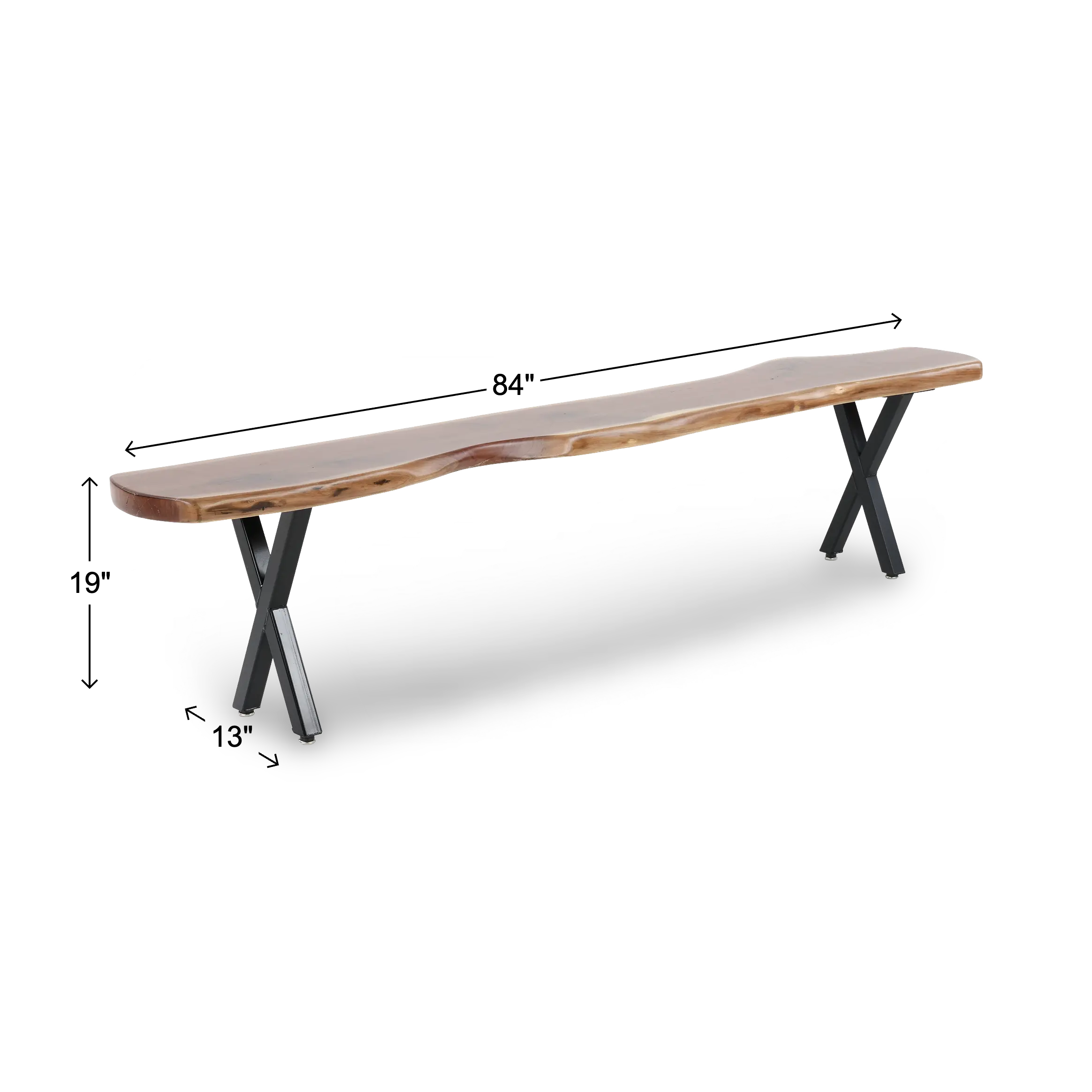 Live Edge Walnut and Black Dining Bench-3