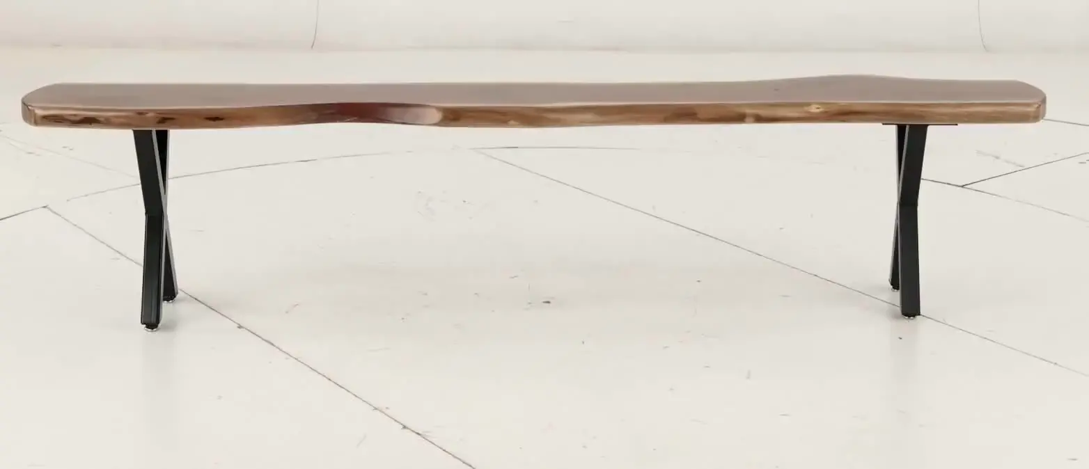 Live Edge Walnut and Black Dining Bench-8