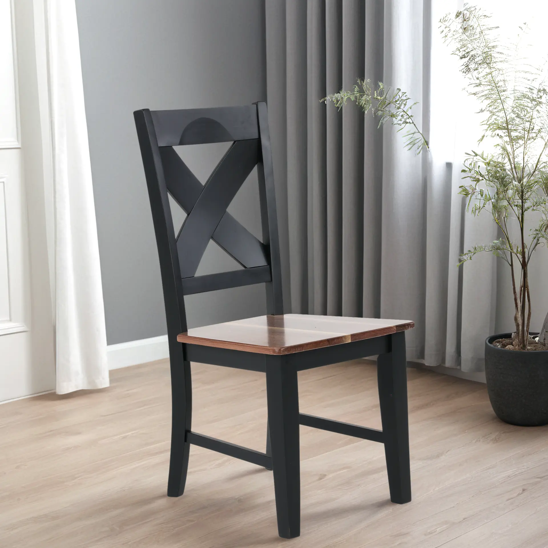 Live Edge Walnut and Black Dining Chair-2