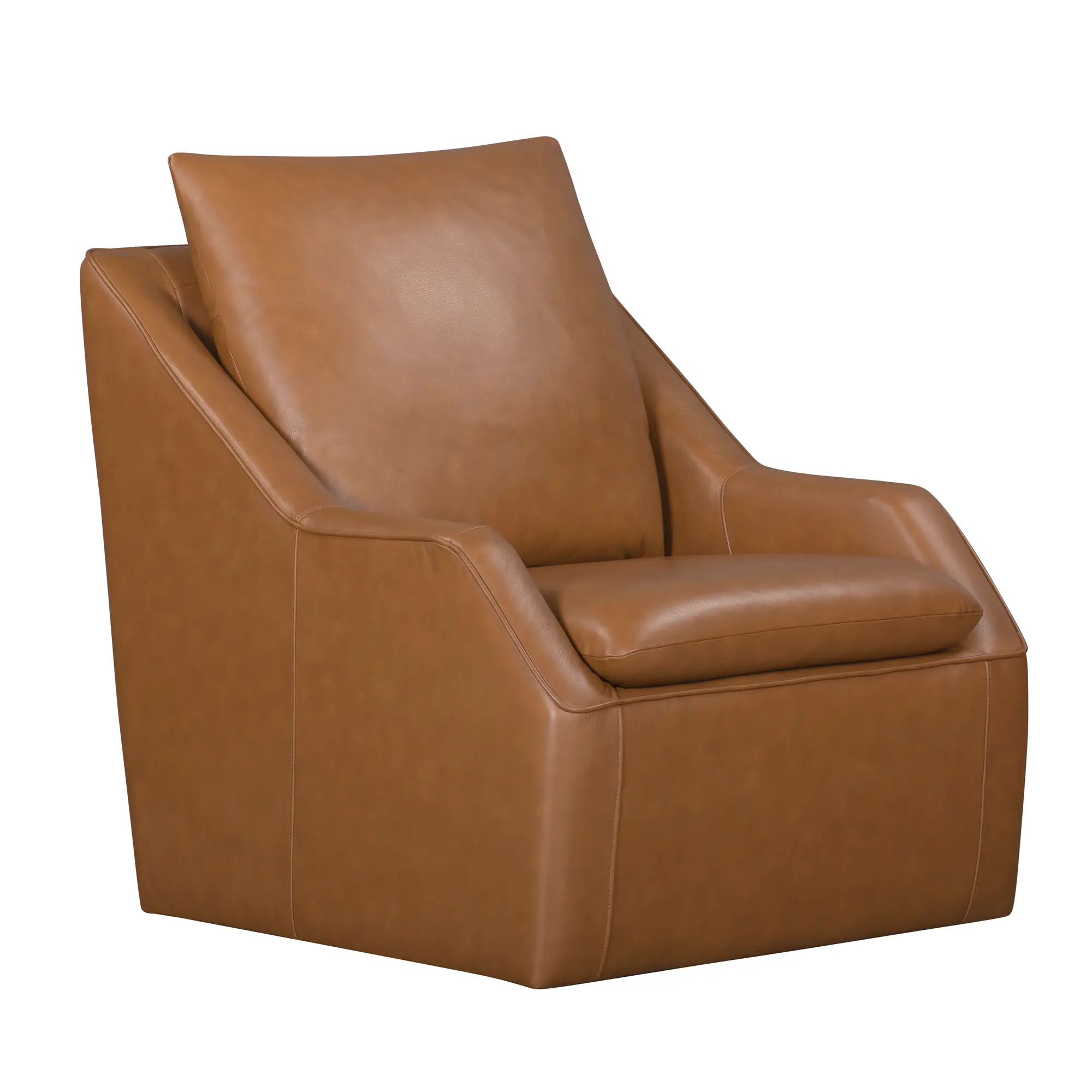 Asher Ecru Brown Leather Swivel Chair-1