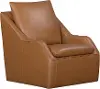 Asher Ecru Brown Leather Swivel Chair