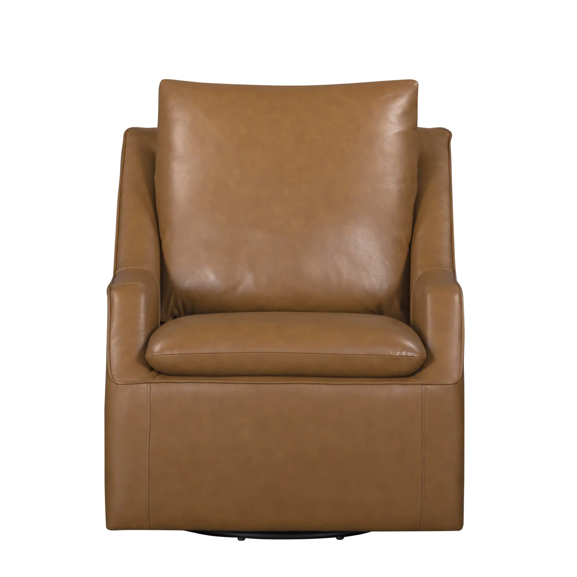 Asher Ecru Brown Leather Swivel Chair-2