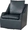 Asher Dark Blue Leather Swivel Chair