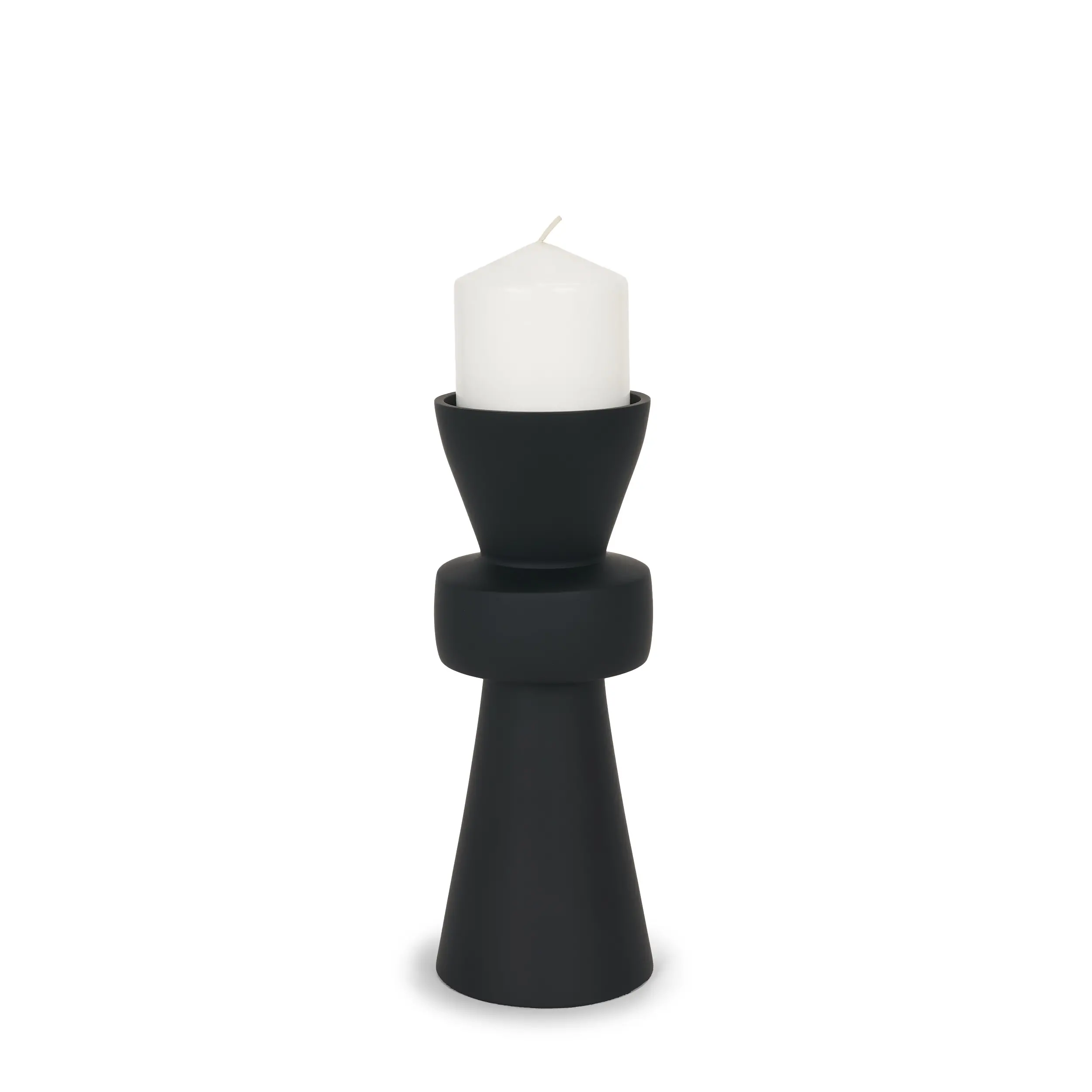 Odilia Small Matte Black Natural Candleholder-1