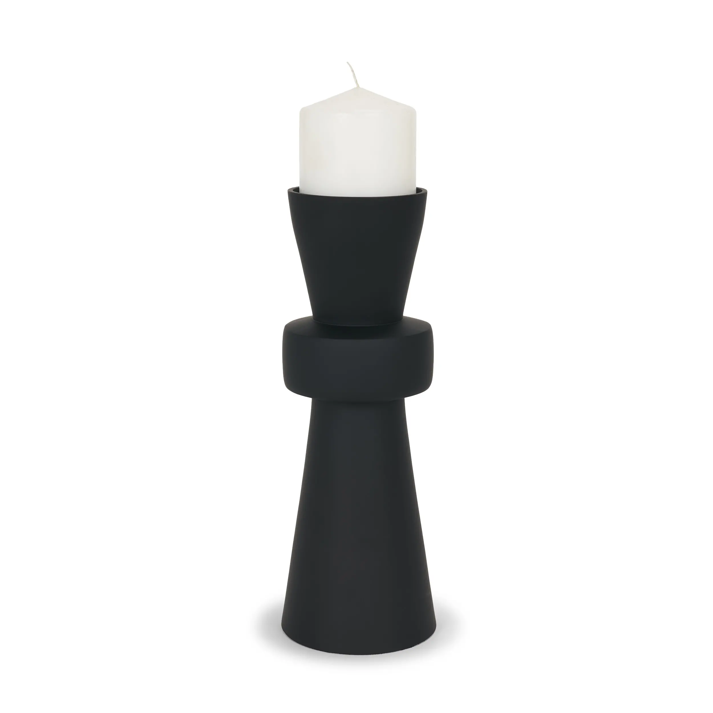 Odilia Large Matte Black Natural Candleholder-2