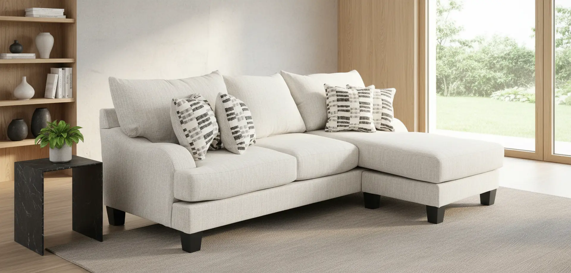 LAGSCH/HANGOUT MARBLE Laguna Marble White Sofa-Chaise-2