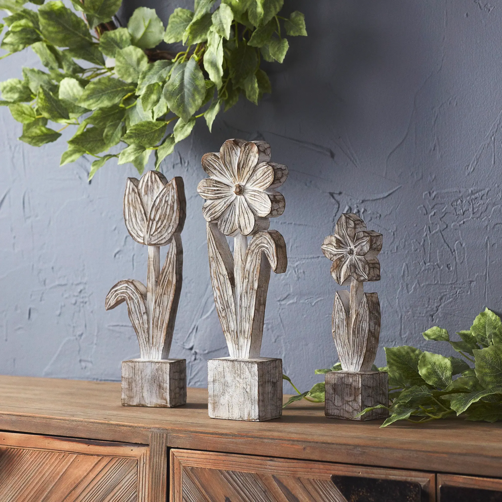 Medium Potted Floral Stone Decor-2