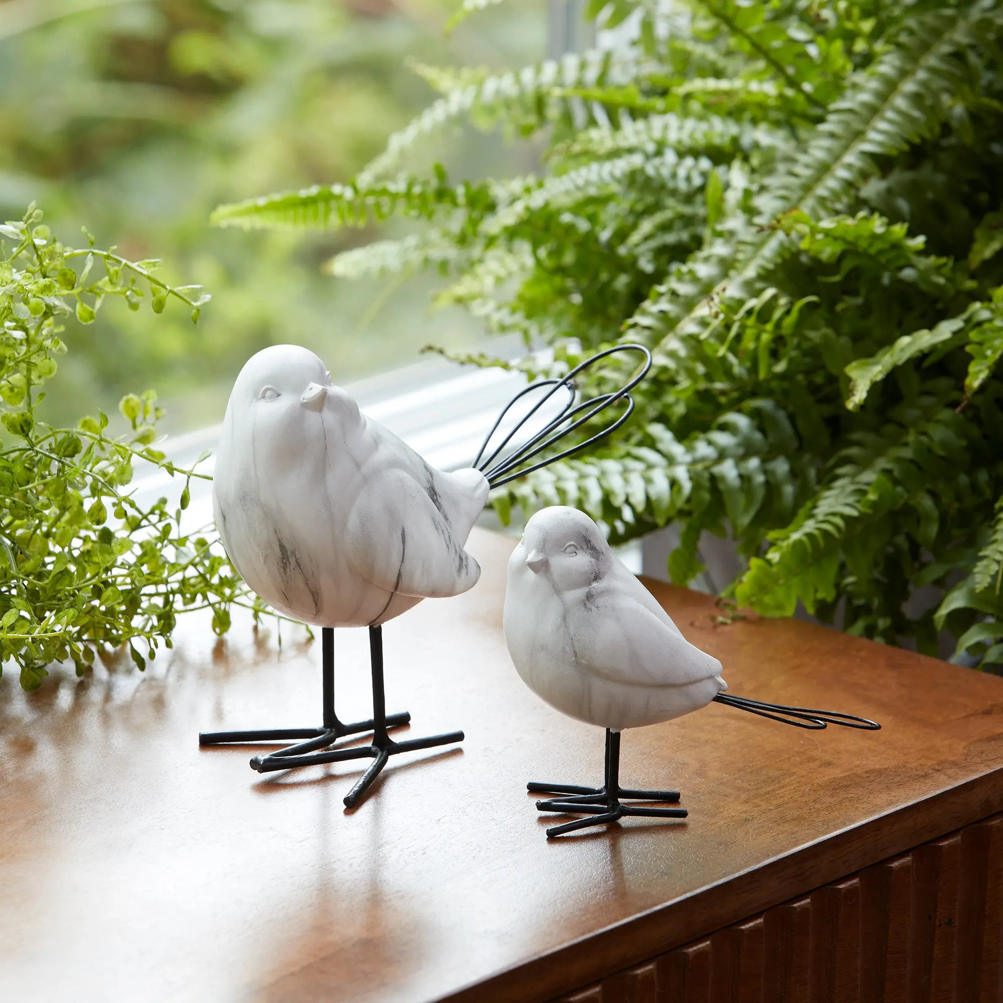 Brielle Medium White Terra Cotta Bird-2