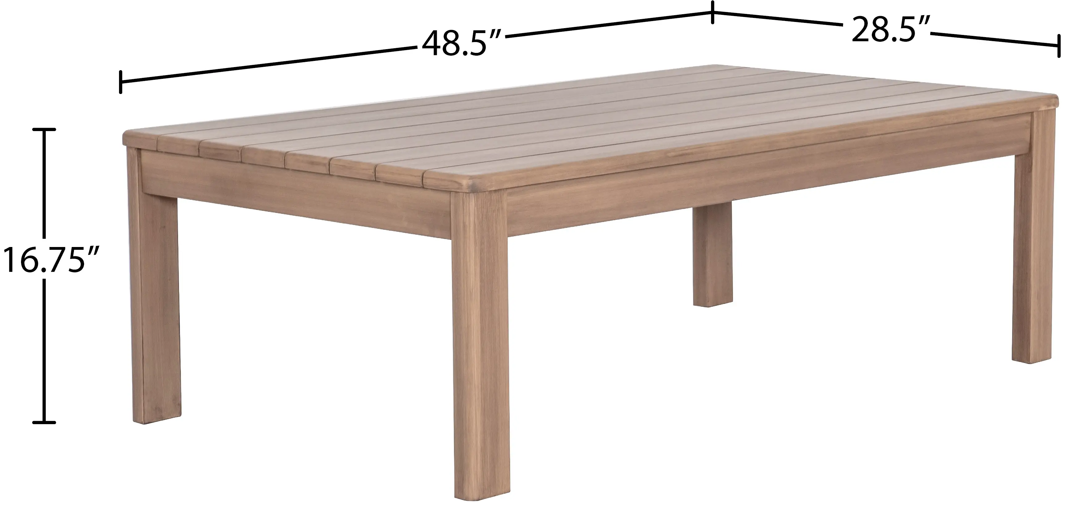 Newport Natural Acacia Wood Patio Coffee Table-6