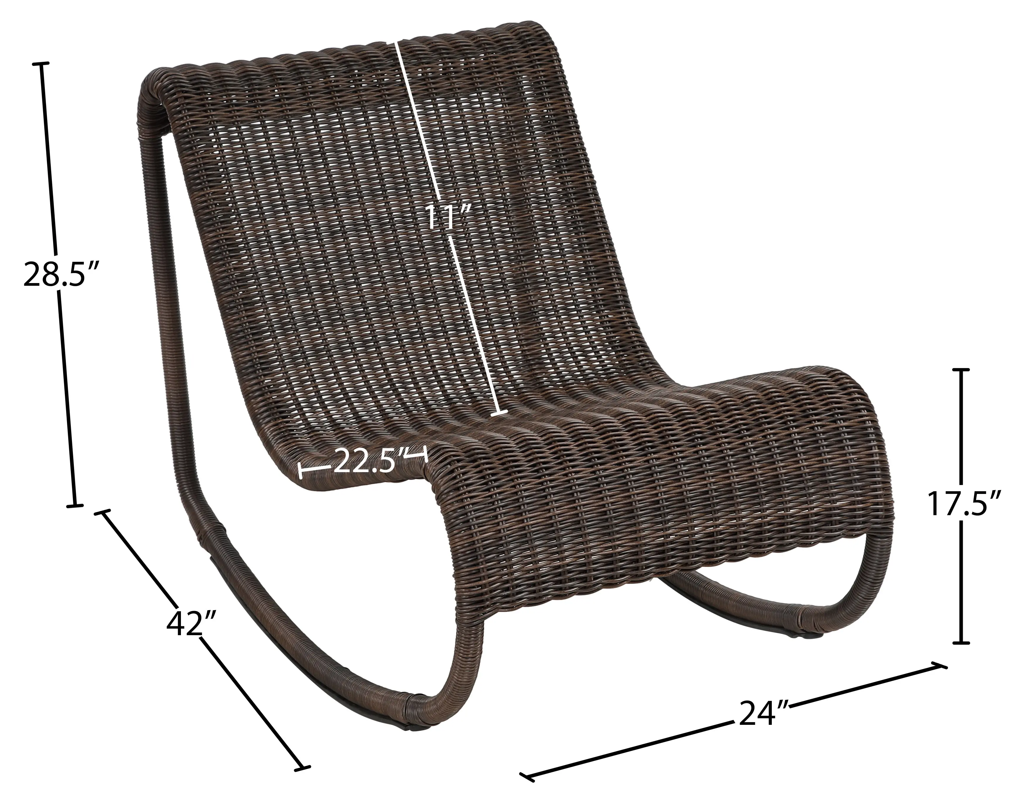 Antigua Brown Wicker Patio Rocking Chair-10