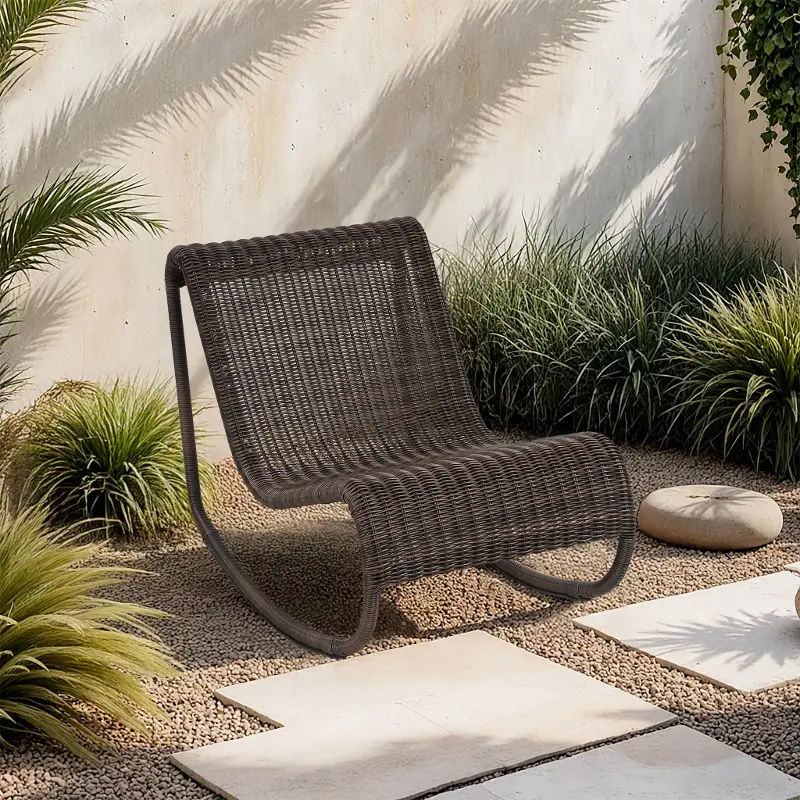Antigua Brown Wicker Patio Rocking Chair