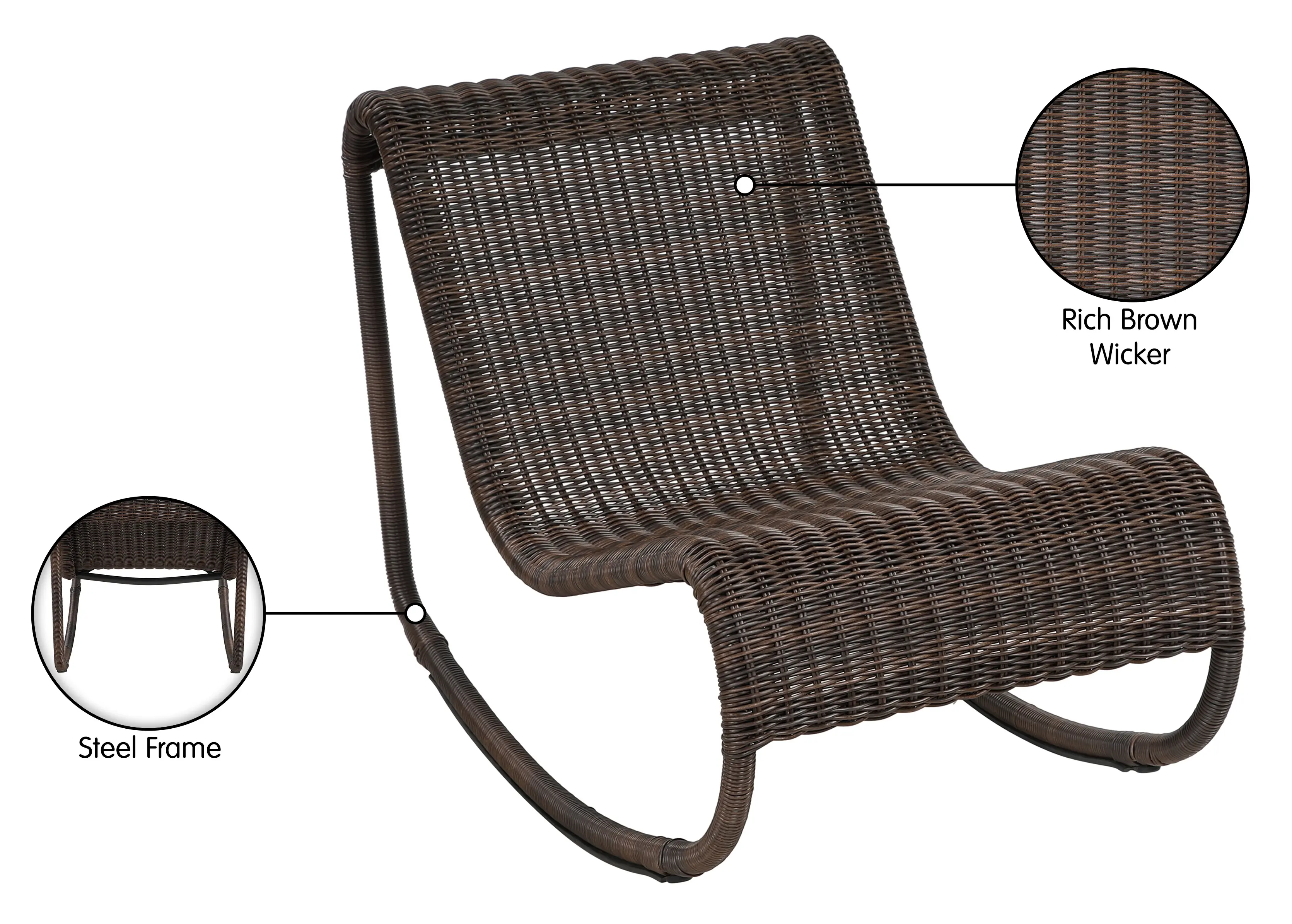 Antigua Brown Wicker Patio Rocking Chair-9