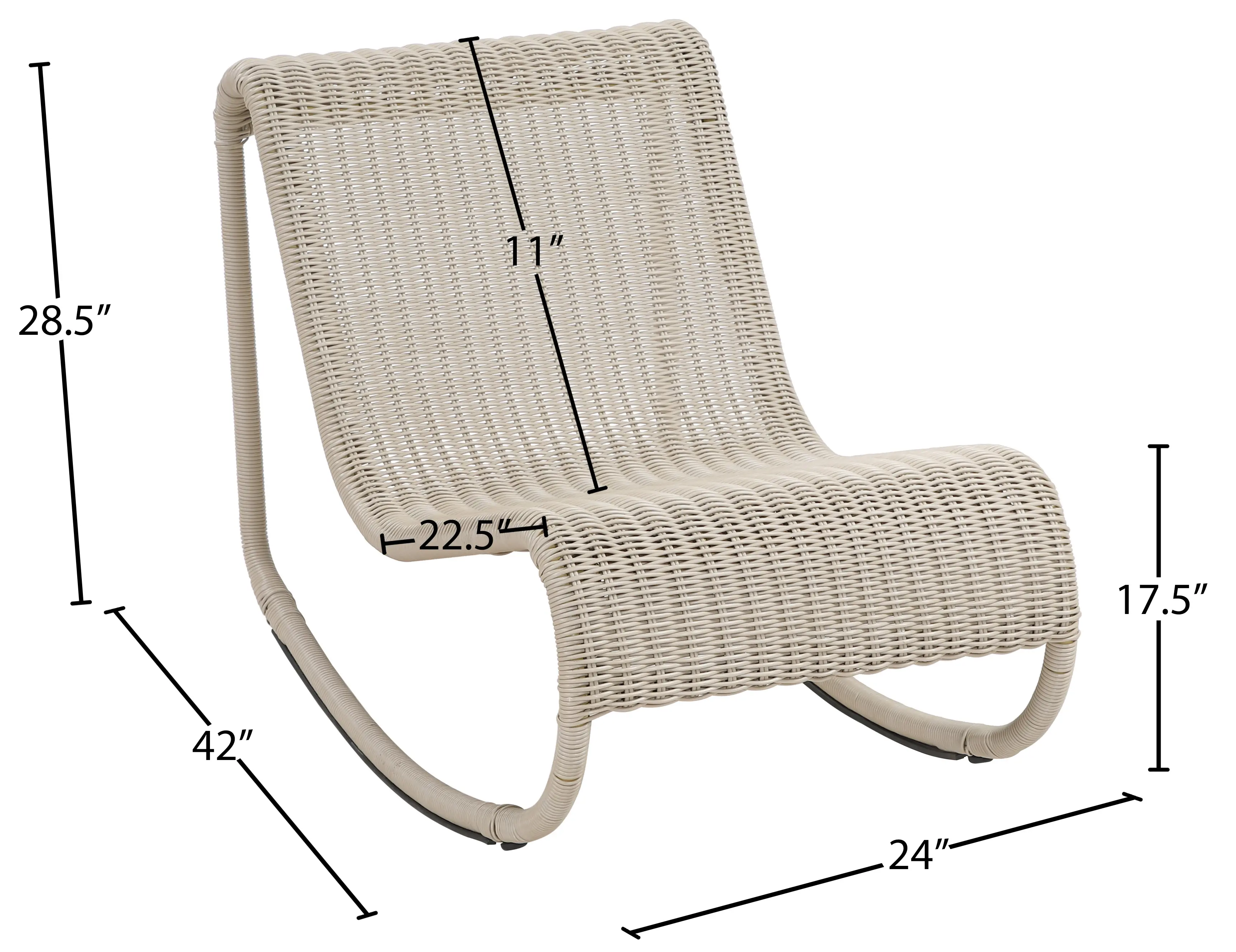 Antigua Cream Wicker Patio Rocking Chair-10