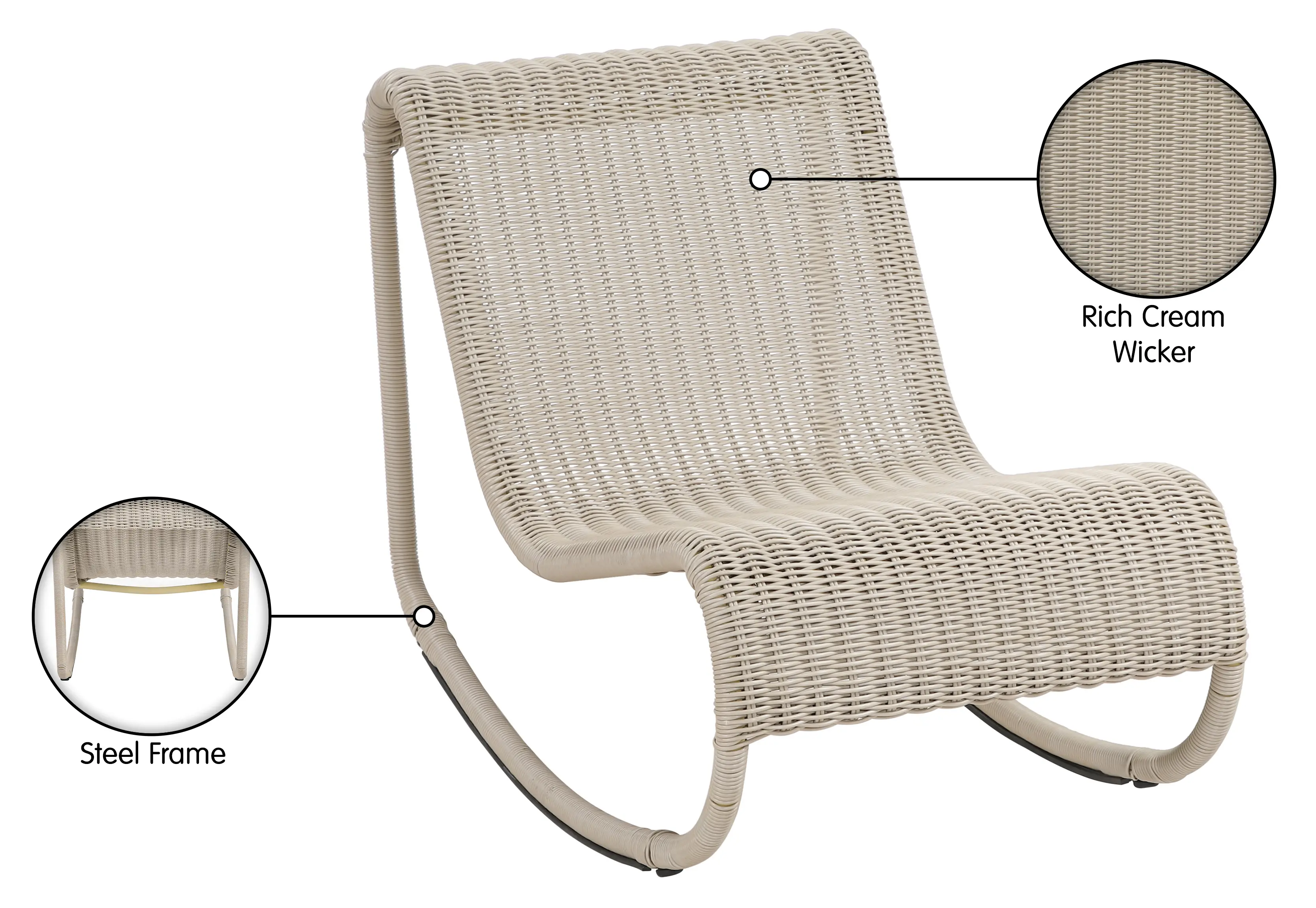 Antigua Cream Wicker Patio Rocking Chair-9