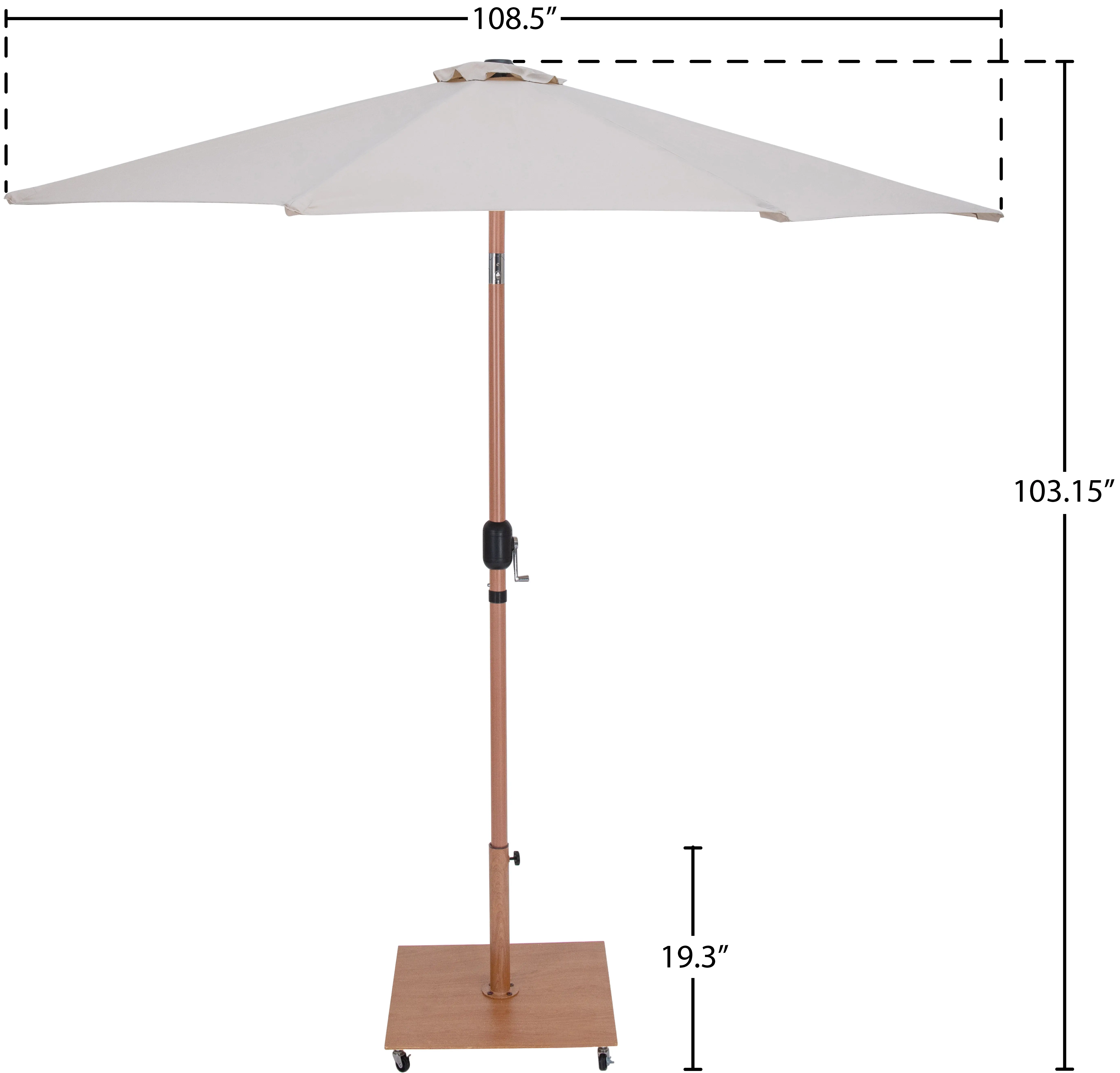 Fiji Beige Patio Umbrella with Teak Aluminum Base Set-15