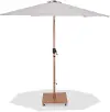 Fiji Beige Patio Umbrella with Teak Aluminum Base Set