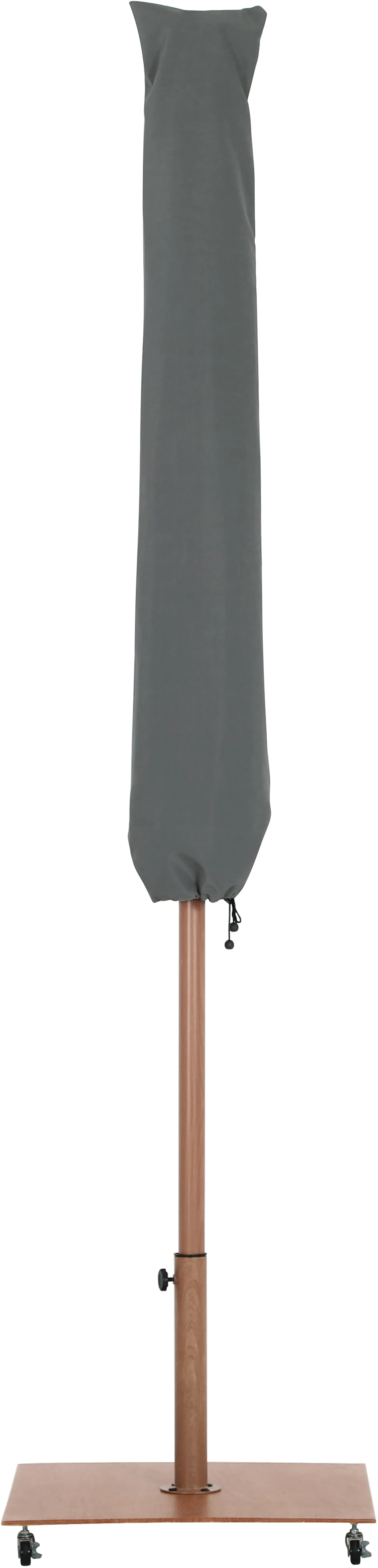 Fiji Beige Patio Umbrella with Teak Aluminum Base Set-4