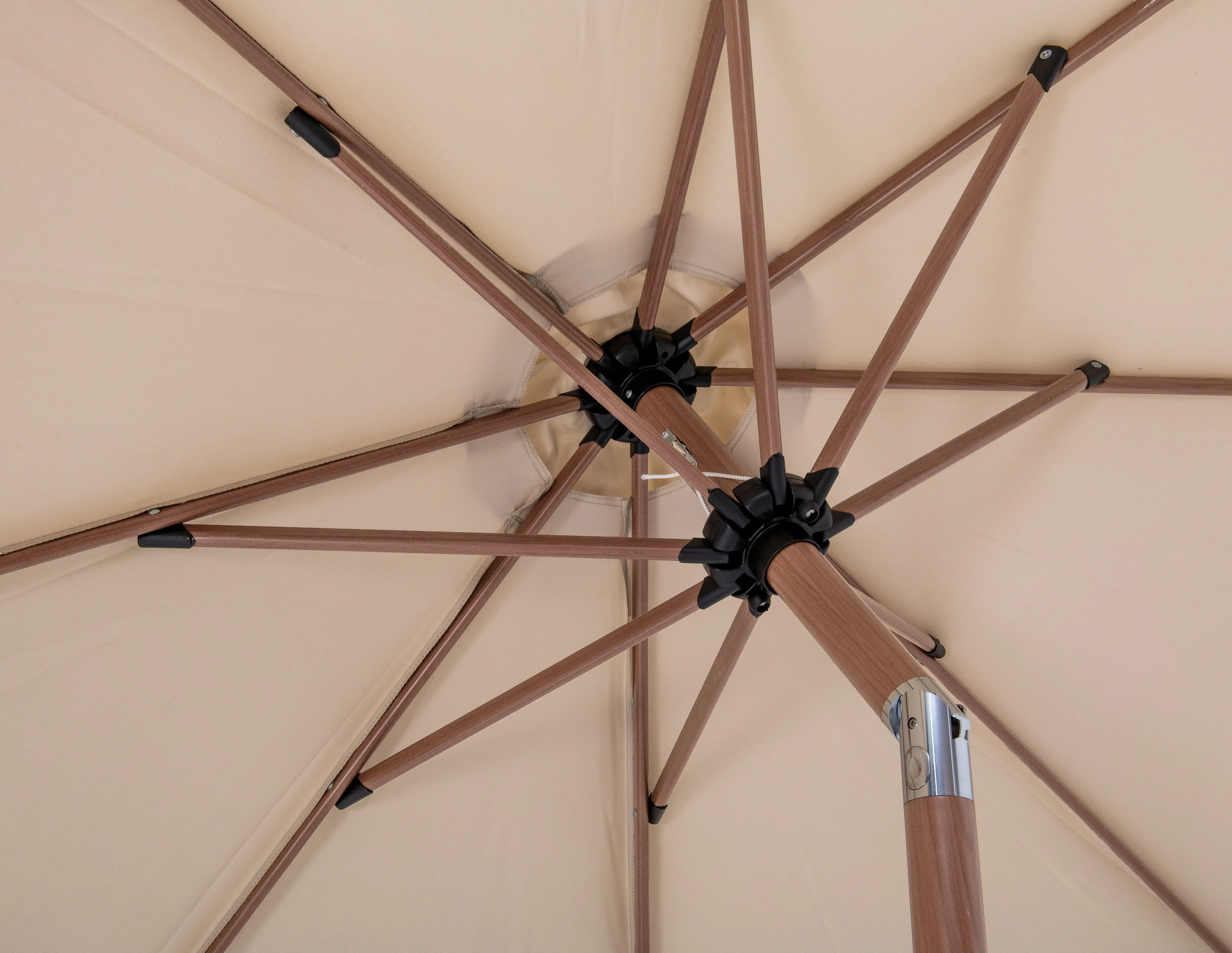 Fiji Beige Patio Umbrella with Teak Aluminum Base Set-6