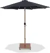 Fiji Black Patio Umbrella with Teak Aluminum Base Set