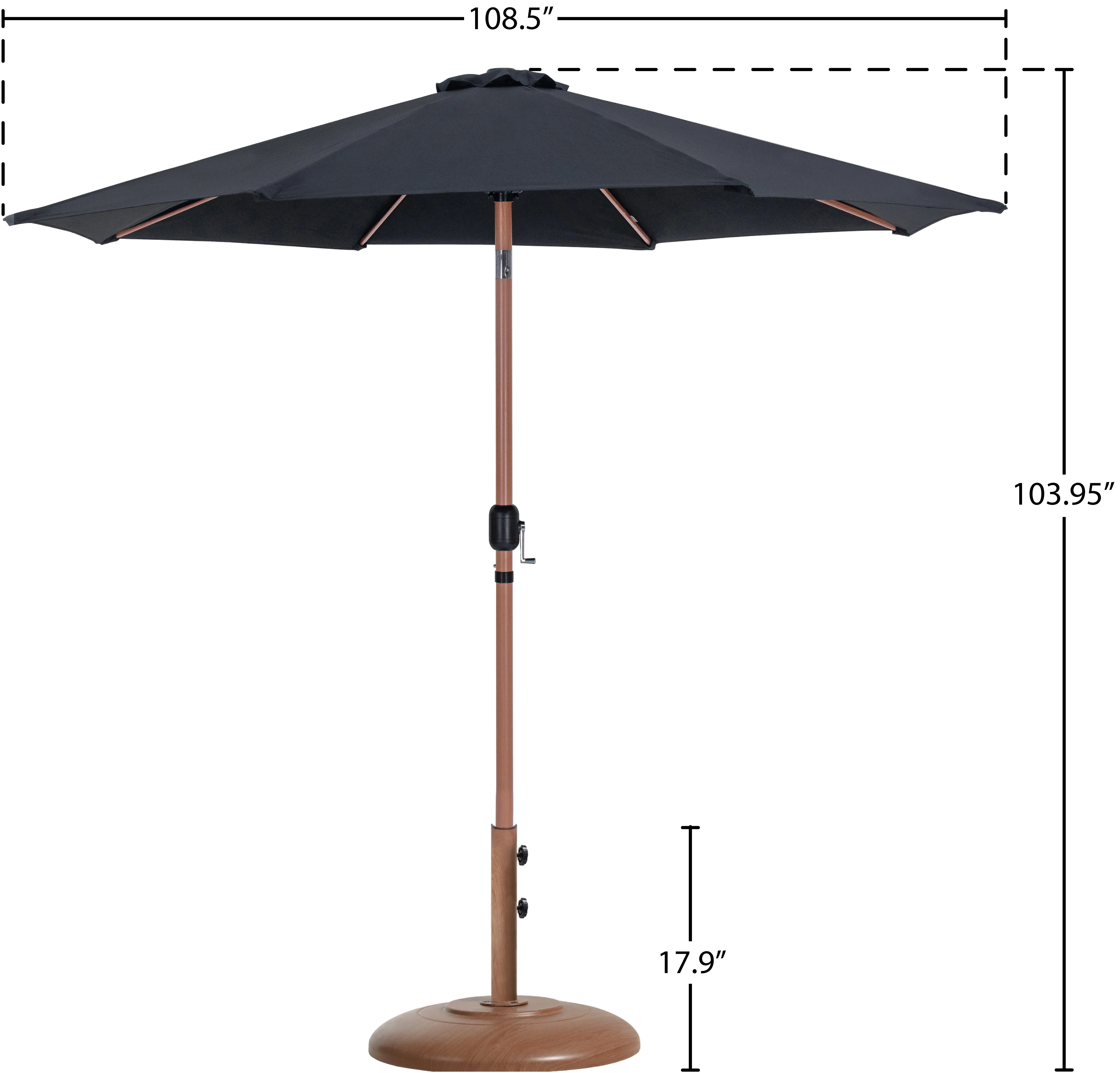 55014BLACK-BT Fiji Black Patio Umbrella with Teak Aluminum Base Set-14