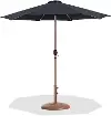 Fiji Black Patio Umbrella with Teak Aluminum Base Set